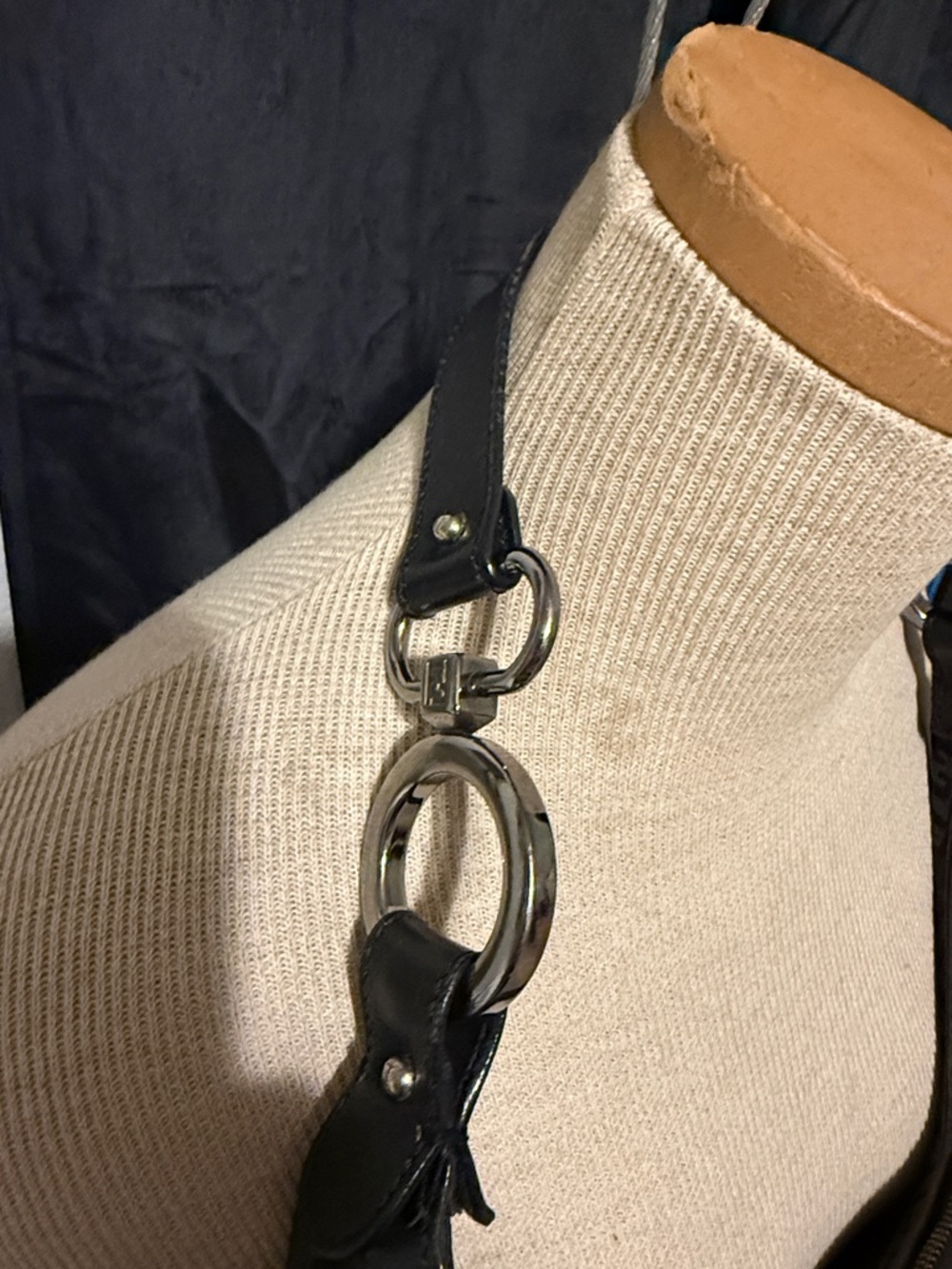 Fendi Black Zucca-Pattern Shoulder 10648BR455 LXT 059 Hobo with Chain Detail - Picture 5 of 9